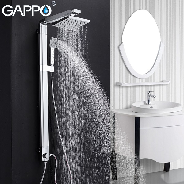 Душевой гарнитур с тропическим душем GAPPO G2401, лейка, шланг нержавейка 1,5м, хром