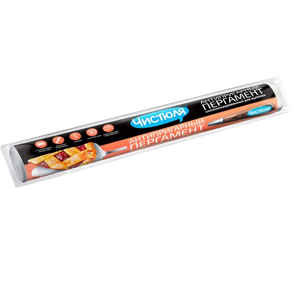 Пергамент для выпечки 30см*5м ЧИСТЮЛЯ антипригарный