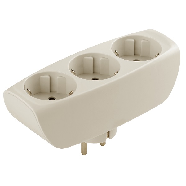 ЭРА Разветвитель сетевой на 3 гнезда с заземлением со шторками, белый