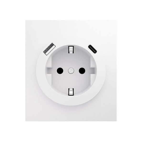 KRANZ MIELE STRONG ЖЕМЧУГ Розетка одинарная с заземлением с защитными шторками и USB A + USB-C 