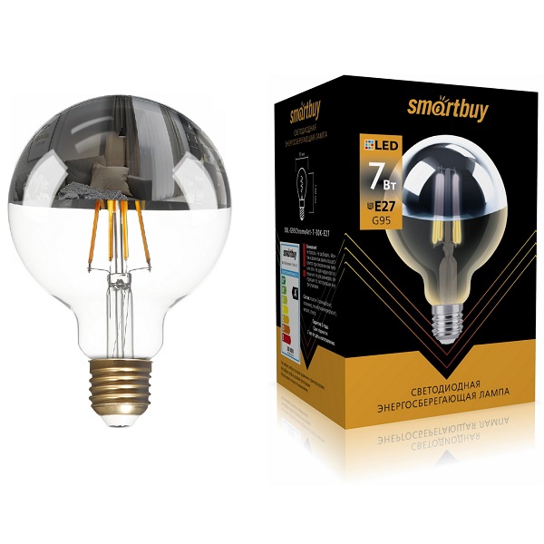 Лампа декоративная SMARTBUY Е27  7Вт 3000K SBL-G95Chrome