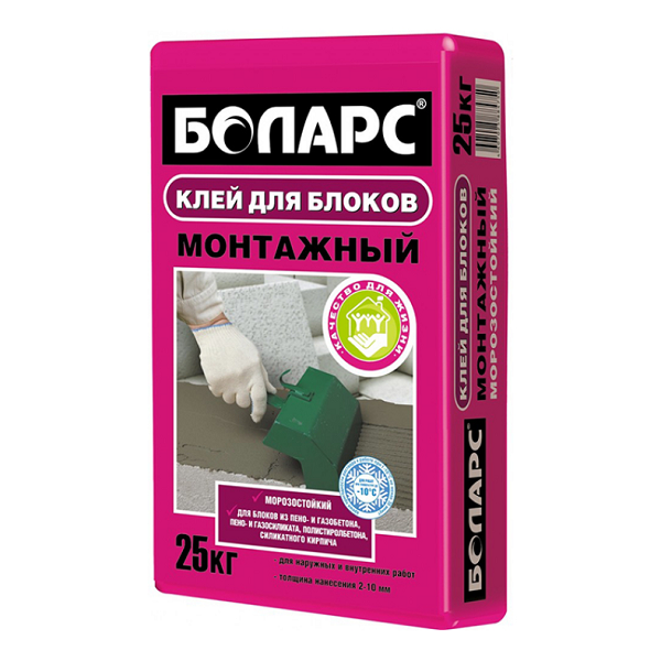Клей для блоков БОЛАРС Монтажный, 25кг