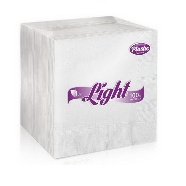 Салфетки бумажные 22,5х22,5 см PLUSHE  Light 90шт.