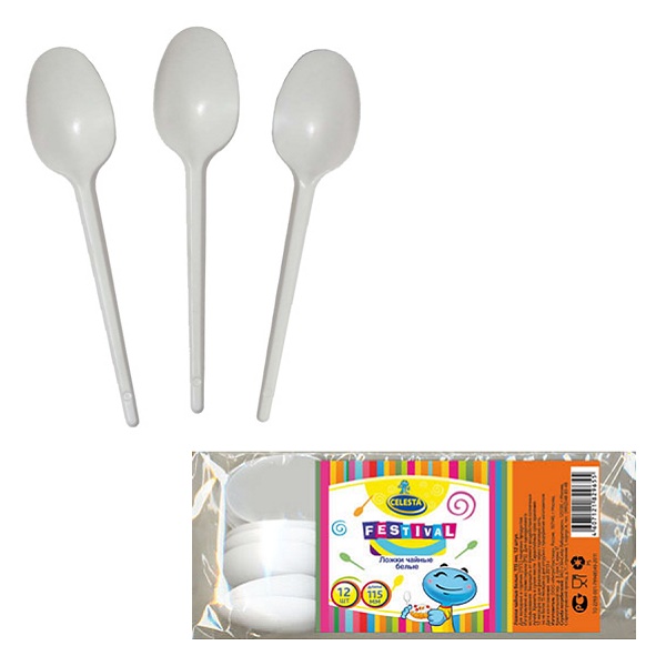 Ложка чайная 12 шт. CELESTA Festival 125 мм белая, полистирол