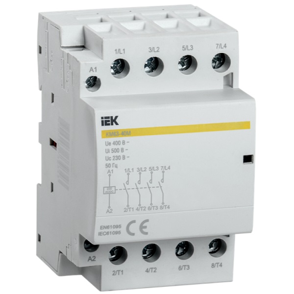 Контактор модульный IEK КМ63-40М AC/DC