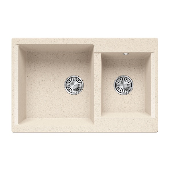 Мойка композитная врезная прямоугольная TOLERO GELCOAT Barco-772 772х500мм, 2-х секционная, крем брю