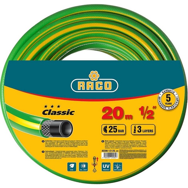Шланг поливочный RACO Classic d25 (1") 15 атм. армир. 3-х слойный, 25м