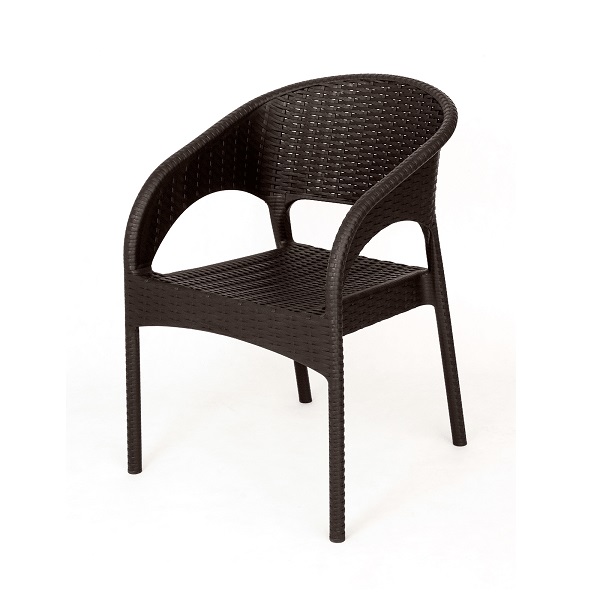Кресло пластиковое ELLASTIK-PLAST Rattan Ola dom 580x620x805мм, коричневый