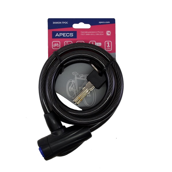 Замок велосипедный APECS PD-84-150см