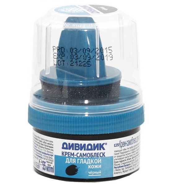 ДИВИДИК Крем-Самоблеск для обуви из гладкой кожи черный, 55 мл
