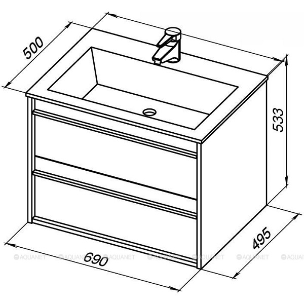 AQUANET LINO 70 /белый матовый/ Подвесная тумба-умывальник Aquanet Электра