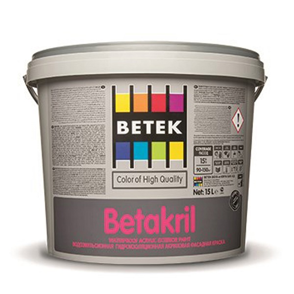 Краска BETEK Betakril RG3 фасадная, водно-дисперсионная, 15л