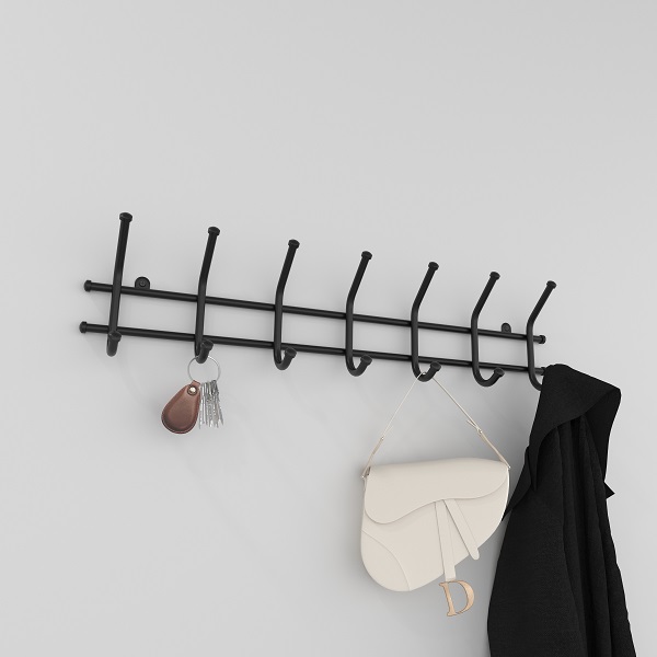 Вешалка настенная металл Норма 7, с 7-ю крючками черный ВН 66 Ч 70,5х16,5см