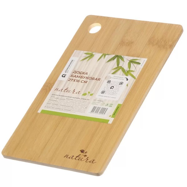 Доска разделочная бамбук 27х16х0.8см ATMOSPHERE Натура, с отверстием