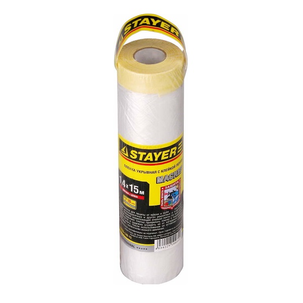 Пленка защитная STAYER PROFESSIONAL с клейкой лентой, 1,4м x15м