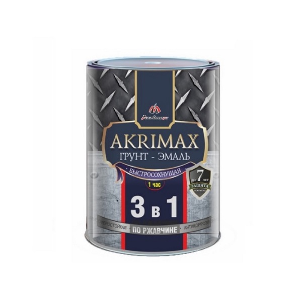 Грунт- эмаль по ржавчине AKRIMAX PREMIUM 3 в 1 матовый черный, 0,8кг