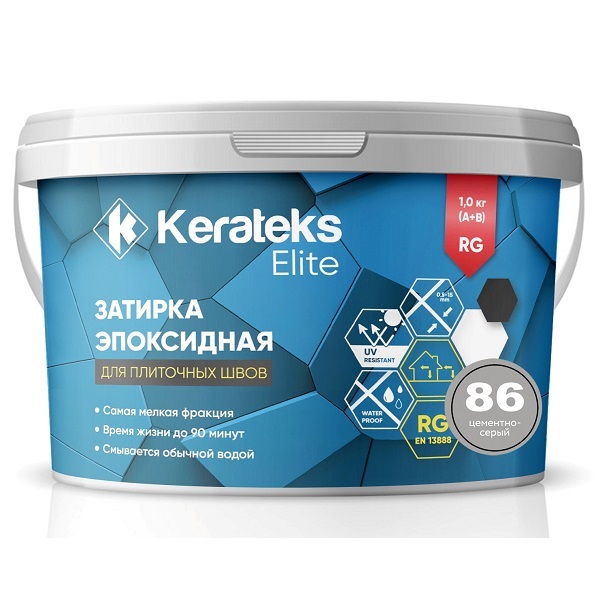 Затирка эпоксидная KERATEKS, цементно-серый, 1кг