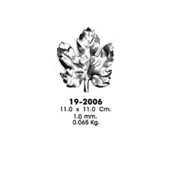 Штампованный элемент 19-2006  виноградный лист большой (11,0х11,0см, 1,0мм, 0,065кг)