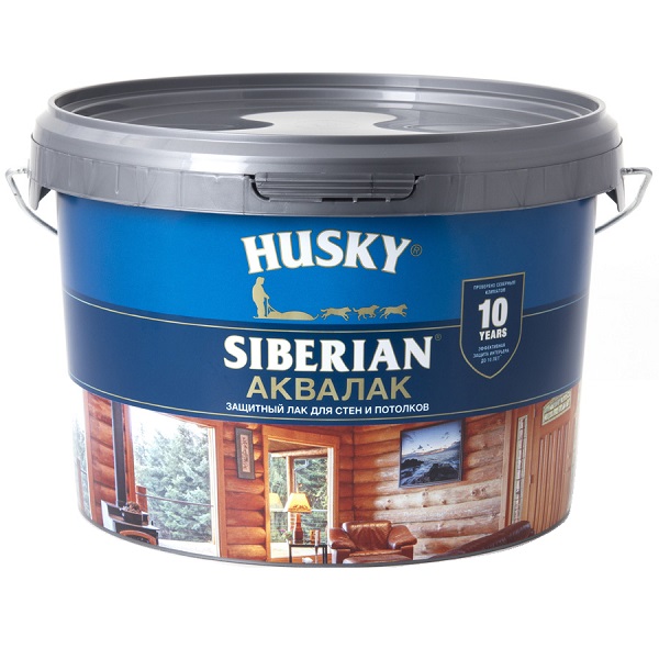 Лак акриловый HUSKY SIBERIAN Аквалак защитный, для стен и потолков, бесцветный, 2,5 л