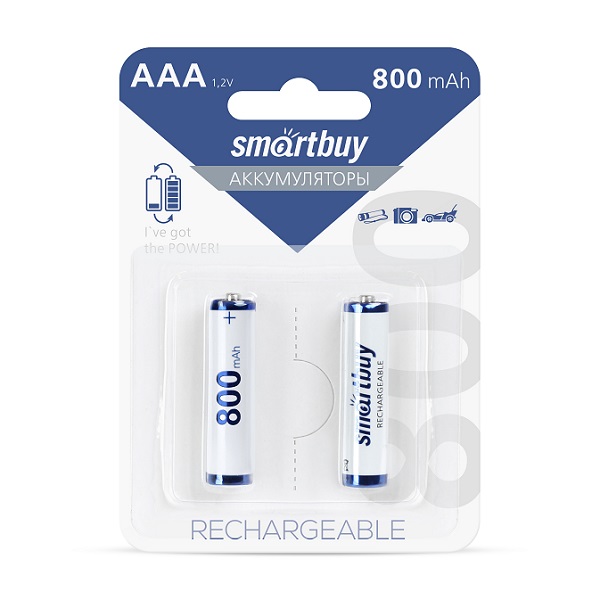 Батарейка аккумуляторная SMARTBUY 800mAh, AAA, 2 шт.