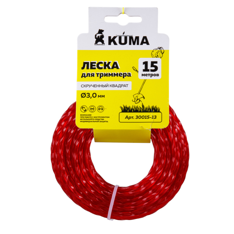 Леска для триммера витой квадрат d3,0мм 15м KUMA
