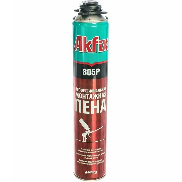Пена монтажная под пистолет Akfix 805P 750 мл/65л
