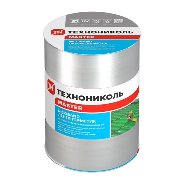 Лента-герметик ТЕХНОНИКОЛЬ NICOBAND битумно-полимерная с защитой от УФ, серебристый, 10м х15см