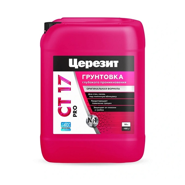 Грунтовка ЦЕРЕЗИТ CT-17 PRO глубокого проникновения, 10л