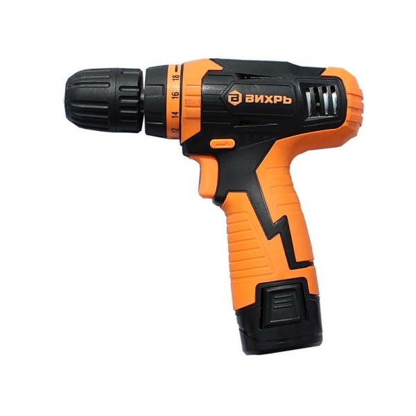 Дрель-шуруповерт аккумуляторная ВИХРЬ ДА-12Л-2К/Б, 12Вт, 400/1400об/мин, 2х2Ач, 1,78кг, кейс