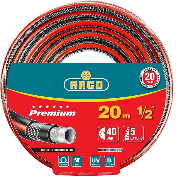 Шланг поливочный RACO Premium d15 (1/2") 40 атм. армир. 5-х слойный, 20м