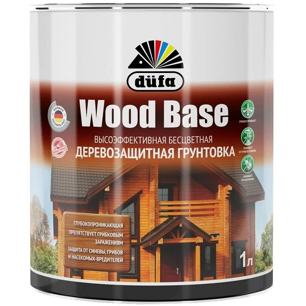 Грунтовка для защиты древесины Dufa Wood Base, бесцветная, 1л