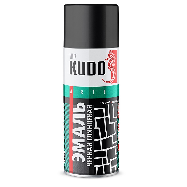 Эмаль аэрозольная KUDO Arte RAL-9005 черная глянцевая, 520 мл