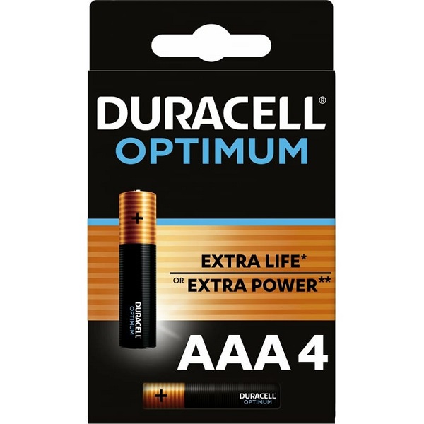 Батарейка DURACELL OPTIMUM AAA LR06/MX1500 4шт. щелочная