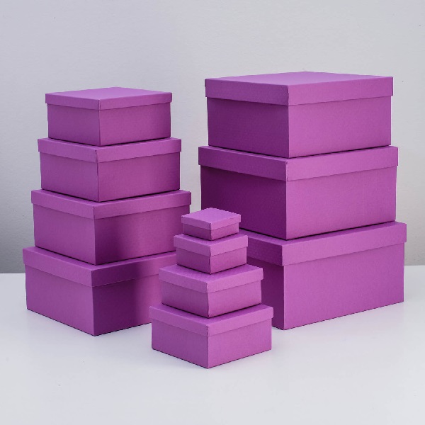 Коробка подарочная квадрат пурпурный № 1  6х6х2,5см