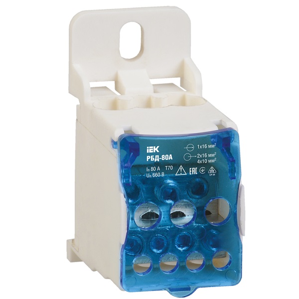 Блок распределительный на DIN-рейку IEK РБД-80А