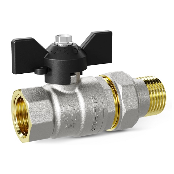 Кран LD Prime шаровый с американкой НВ бабочка (15) 1/2"