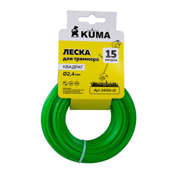 Леска для триммера квадрат d2,4мм 15м  KUMA