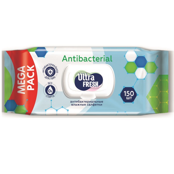 Влажные салфетки ULTRA FRESH Антибактериальные 150шт.