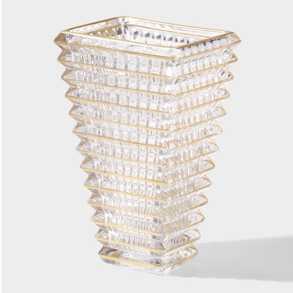 Ваза стекло МИЛАГРОС Полосы h17,5см d7-10см, прозрачный/золото