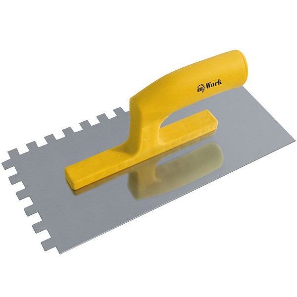 Гладилка in Work нержавеющая с пластиковой ручкой, зубчатая 10х10 мм, 130х280мм
