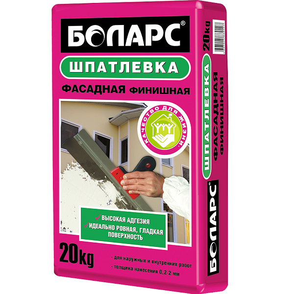 Шпатлевка фасадная БОЛАРС цементная финишная 20кг