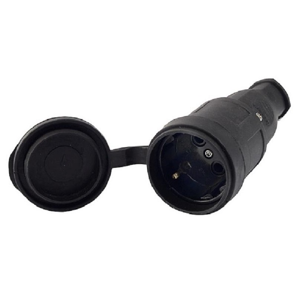 LEZARD Розетка кабельная с заземлением 16A прямой ввод, черный