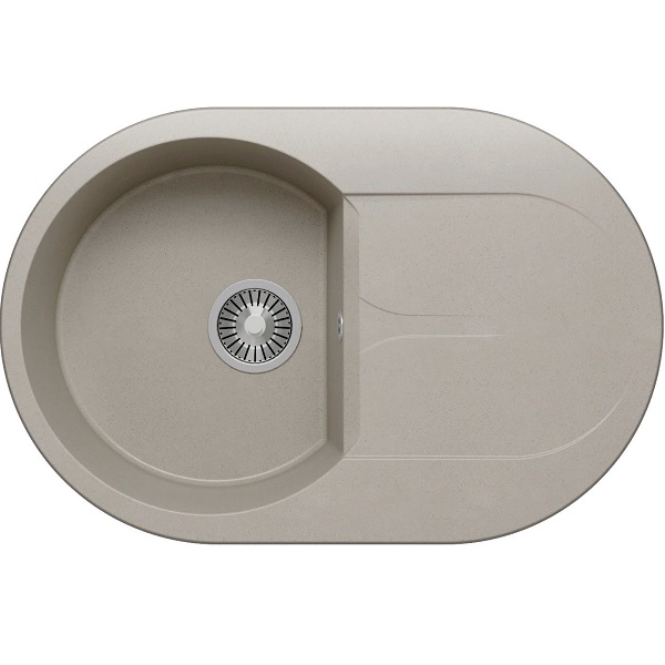 Мойка композитная врезная круглая TOLERO GELCOAT Ronda-760 760х500мм, с крылом, серый