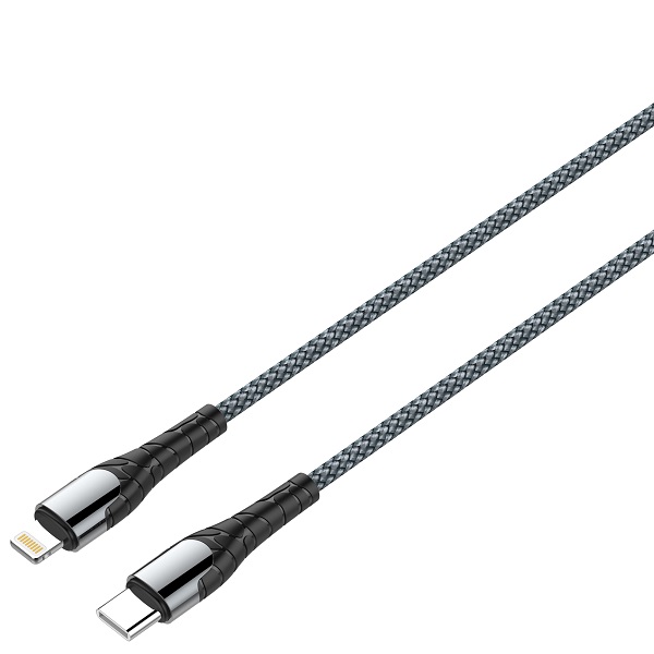 Кабель USB-C на Lightning LDNIO LC111, нейлоновая оплетка, серый, 1м