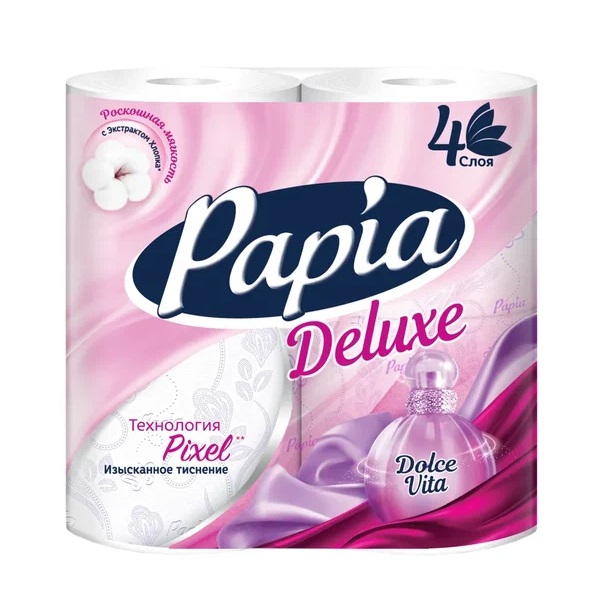 Туалетная бумага PAPIA Deluxe 4 сл./ 4 шт. Dolce Vita