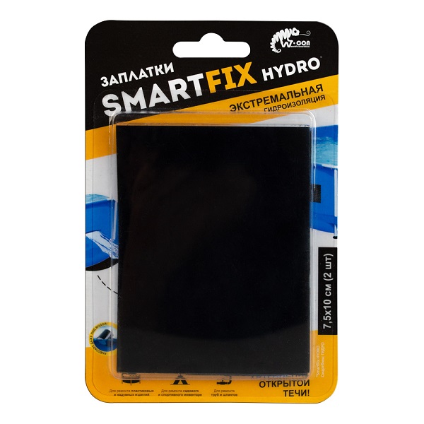 Заплатка гидроизоляционная W-CON SmartFix HYDRO 75х100мм, черный, 2шт.