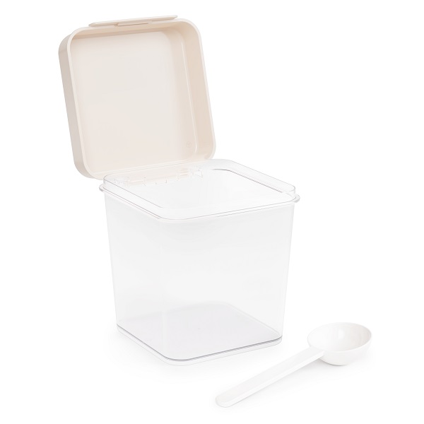 Банка для сыпучих продуктов пластик 1,2л АЛЬТЕРНАТИВА с ложкой, прозрачная