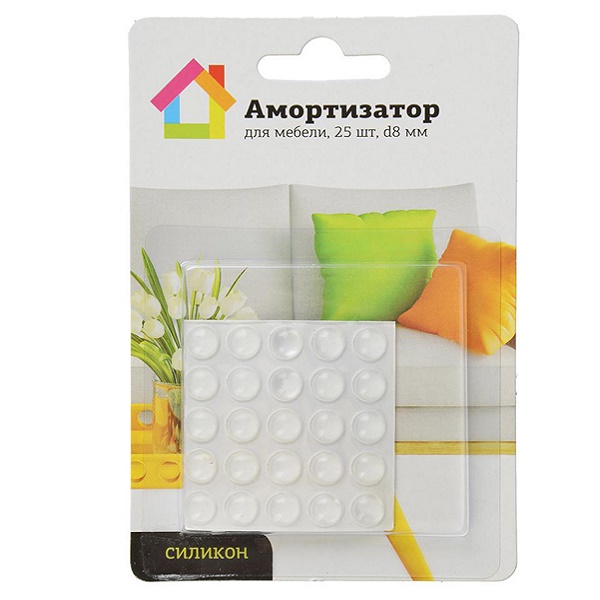 Амортизатор для мебели, силикон d8мм, 25шт.