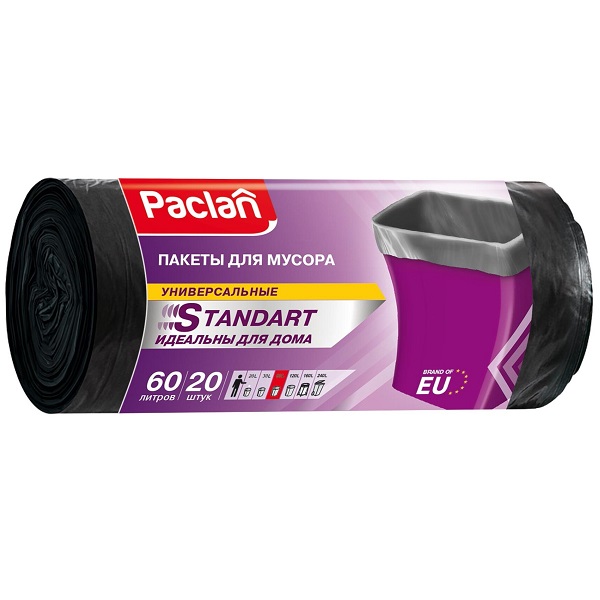 Мешок для мусора  60 л / 20 шт. PACLAN стандарт