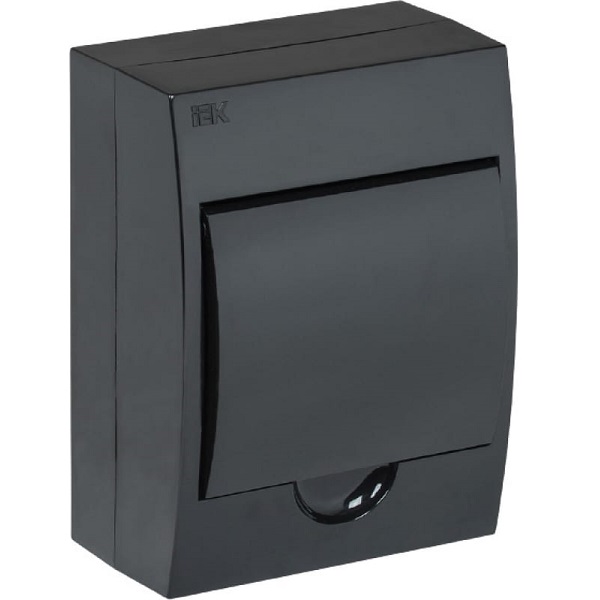 Бокс пластиковый IEK  для автомата накладной на  6 модулей, черный, прозрачная дверца